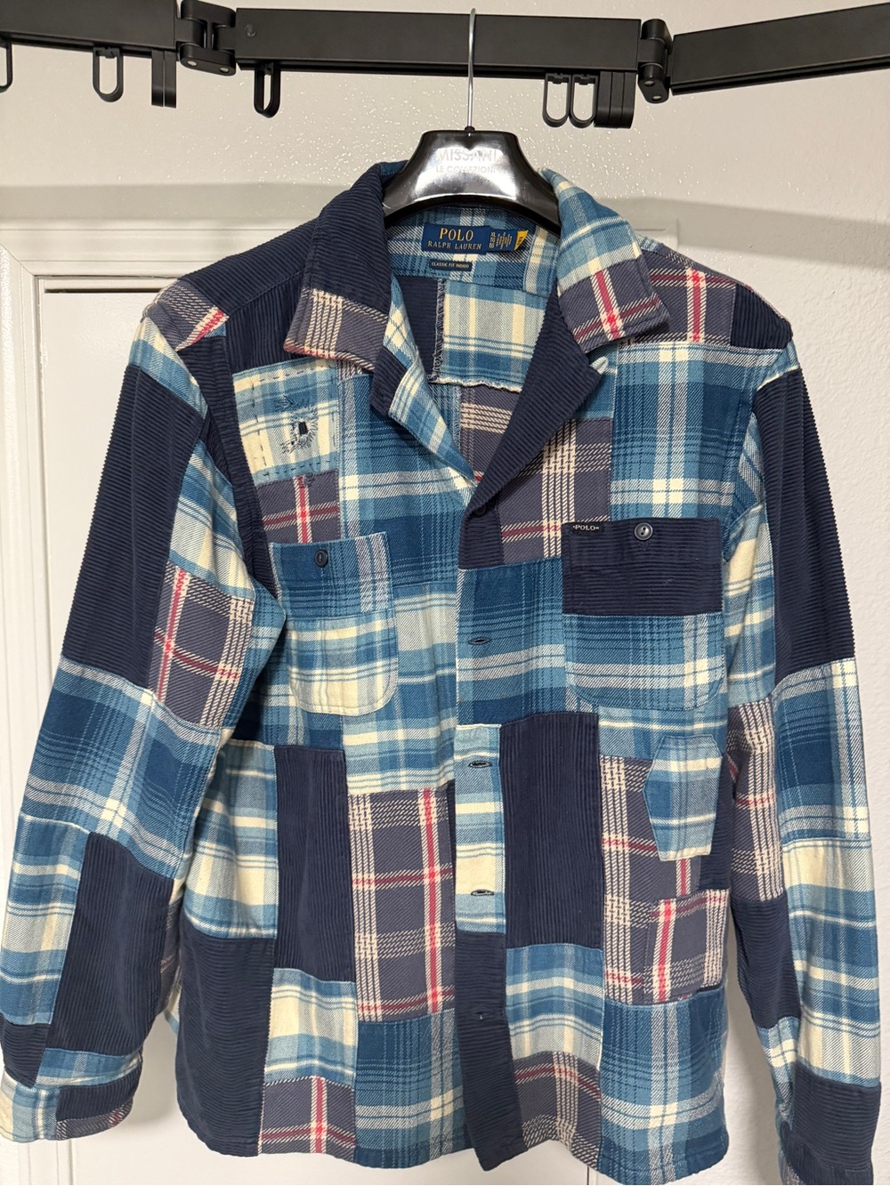 Ralph Lauren Blue Patchwork Plaid Corduroy Jacket